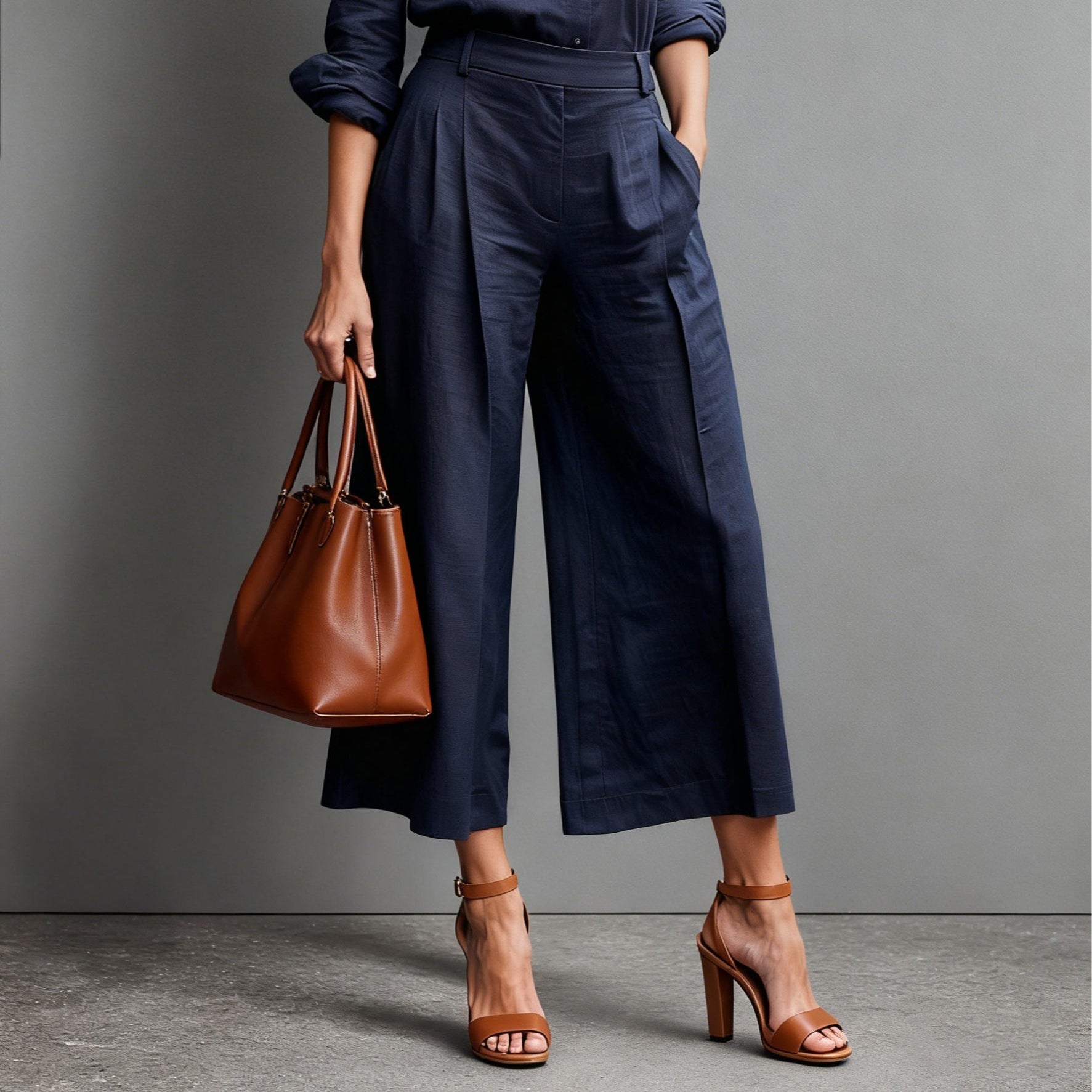 Women's Chic Pink Capri Pants with a Relaxed Shirt Set - Effortless