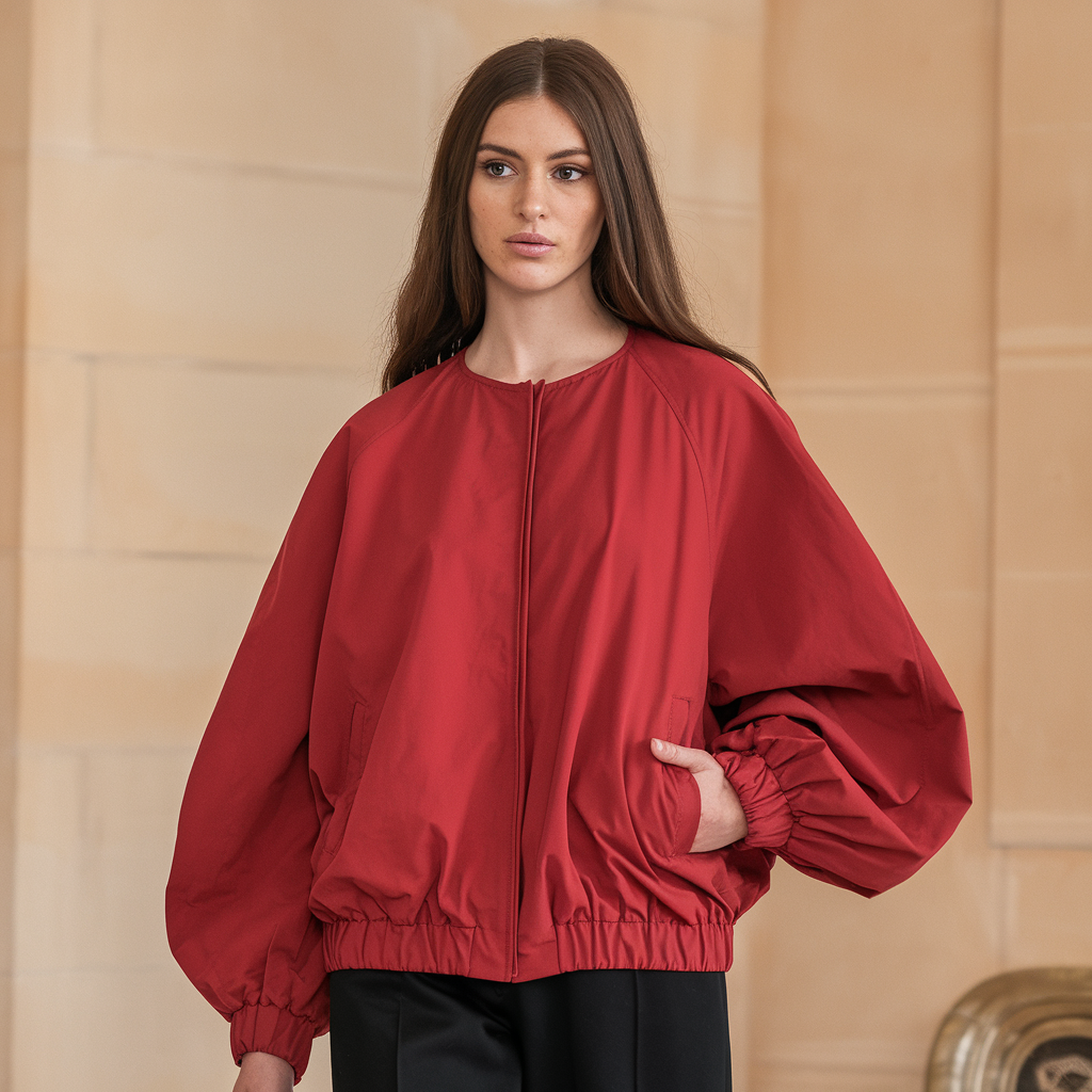 Ruby | Veste bomber rouge – Vêtement sportif élégant