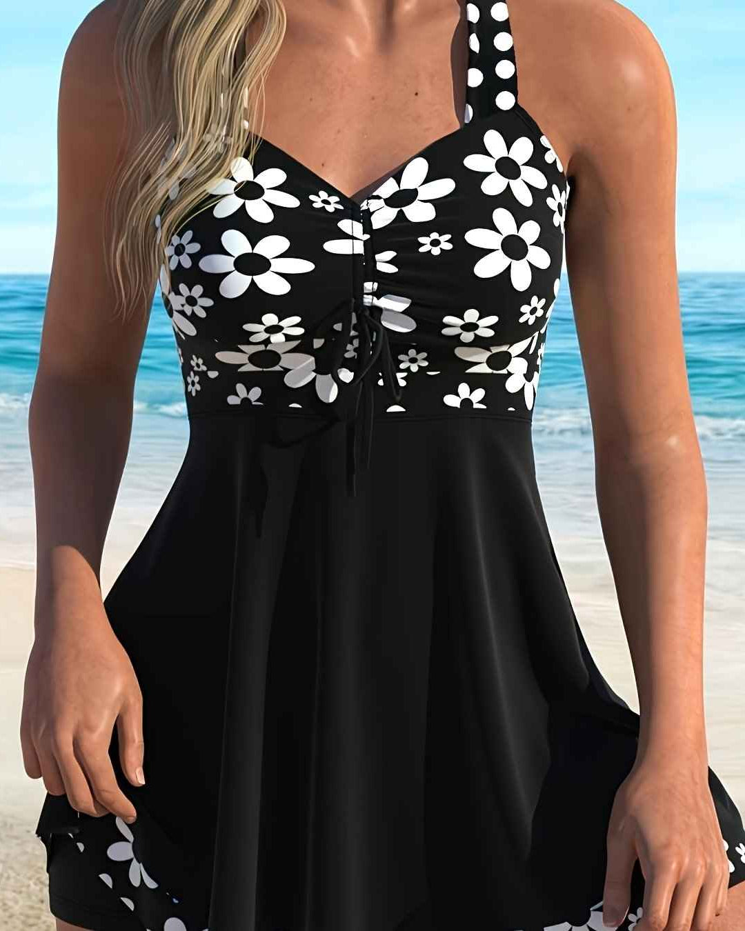 Ivy-Blumen-Tankini-Set mit Rock – Chic, fließende florale Bademode für einen stilvollen Strandtag