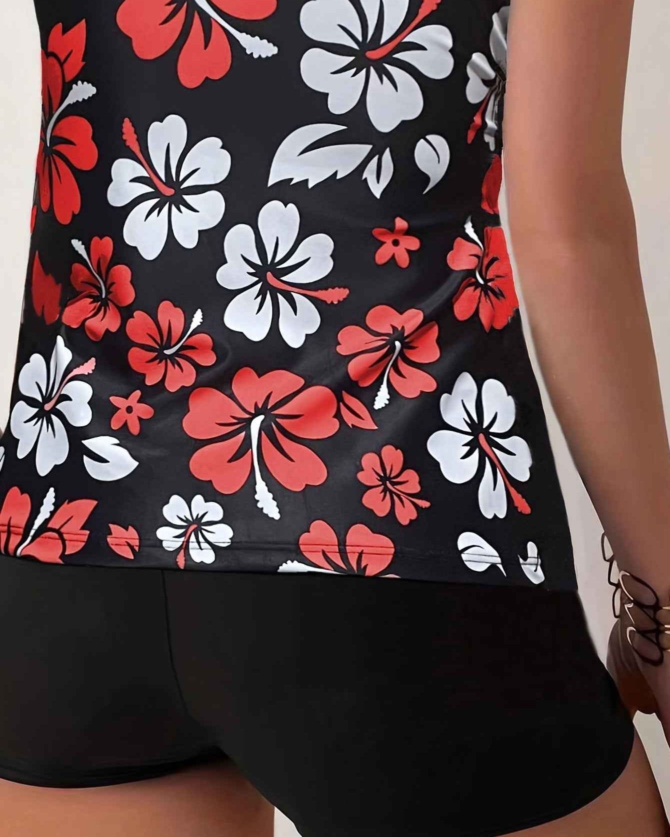 Elena Tankini-Set mit Blumenmuster – Lebhafte, schmeichelhafte Strandbademode