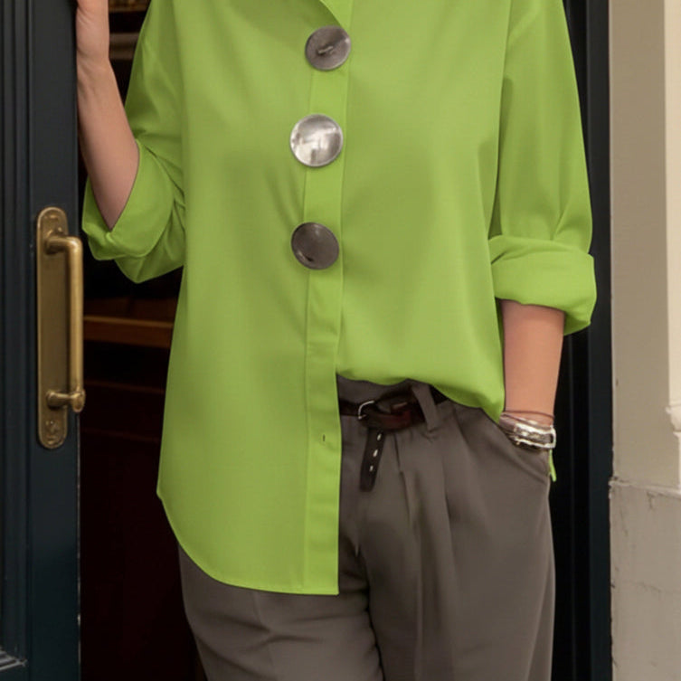 Rosaline™ | Statement Button Stand Collar Blouse