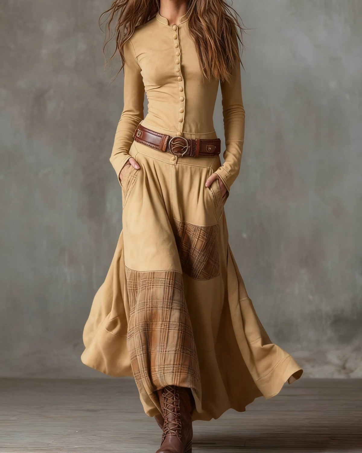 Azucena | Luxe Maxi Suede Dress with Belt