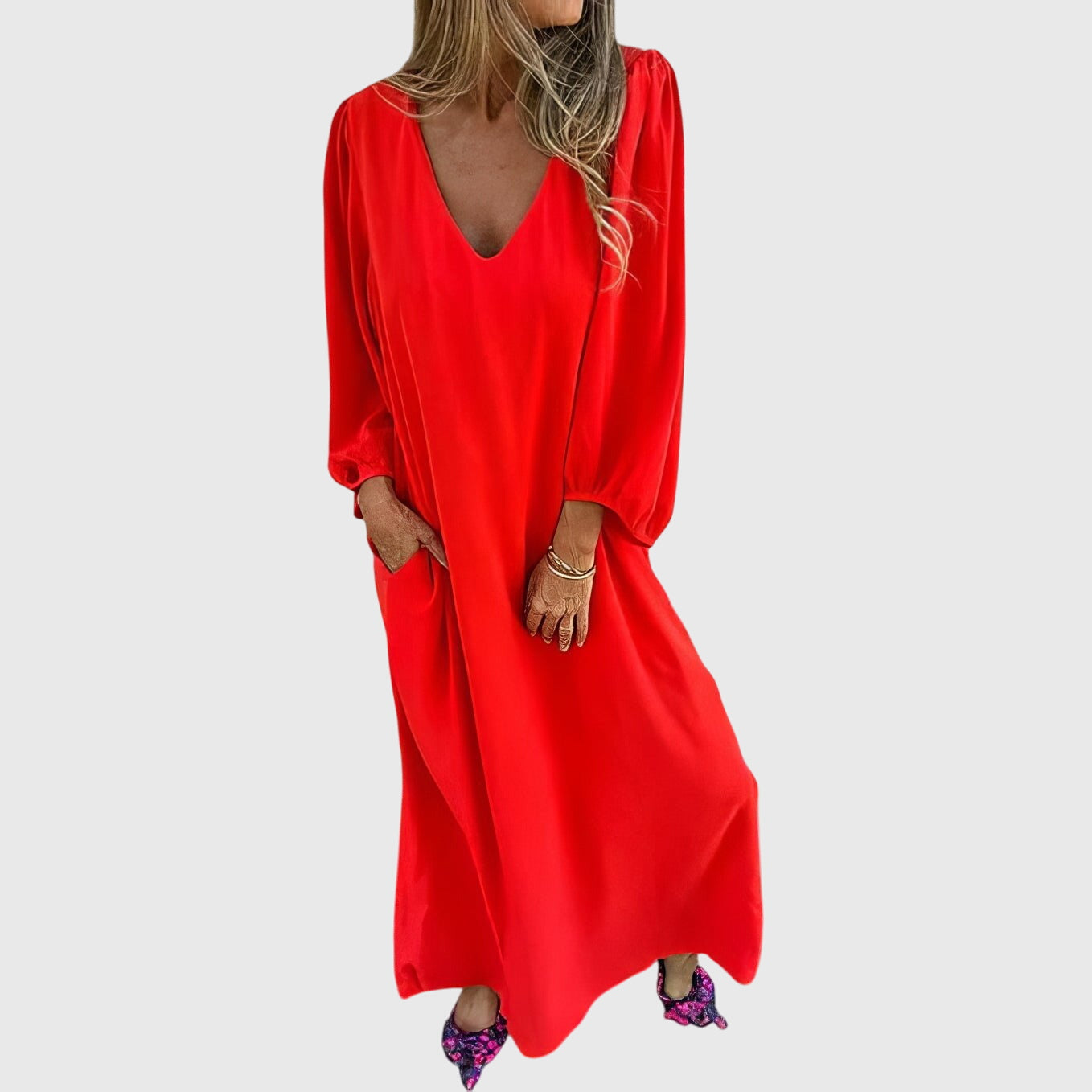 Women's Boho Maxi Dress with Pockets for Effortless Style