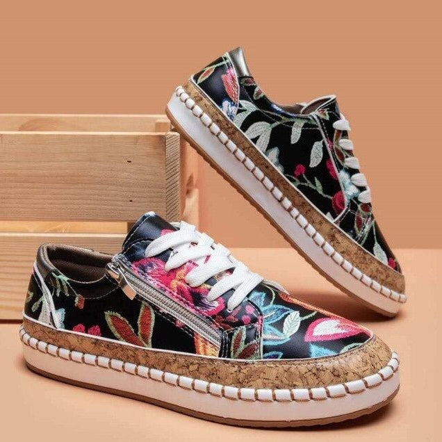 Oluchi™ Floral Orthopedic Zipper Sneakers for All-Day Comfort