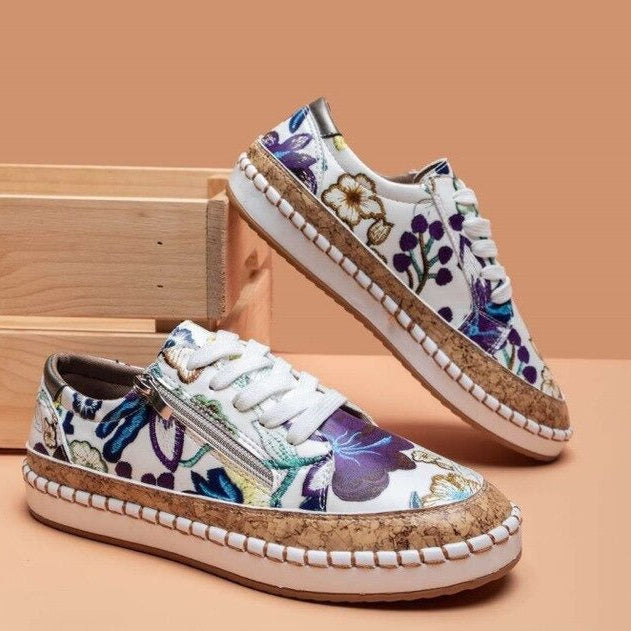Oluchi™ Floral Orthopedic Zipper Sneakers for All-Day Comfort