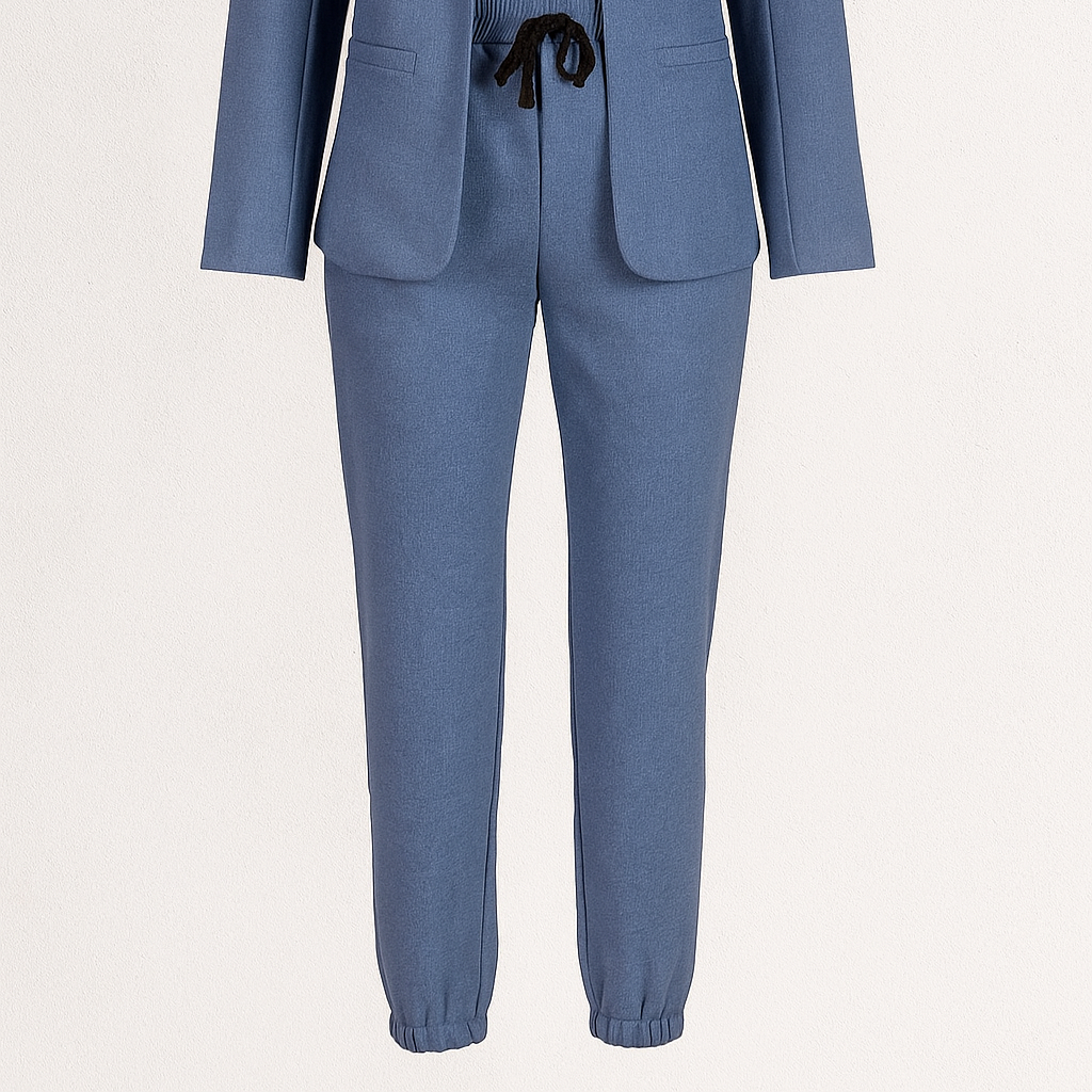 Amelie | Damen Blazer-Set med joggingbukser - Blå - Amelie | Damen Blazer-Set med joggingbukser- €25 - {{ product_tags }