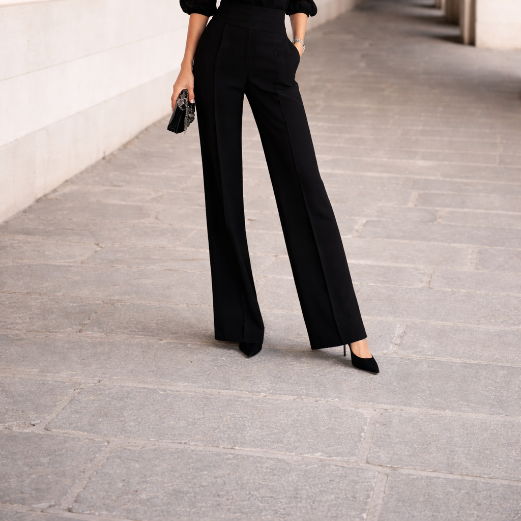 Valentina | Three-Piece Set Comprising a Sheer Camisole and Wide-Leg Pants.