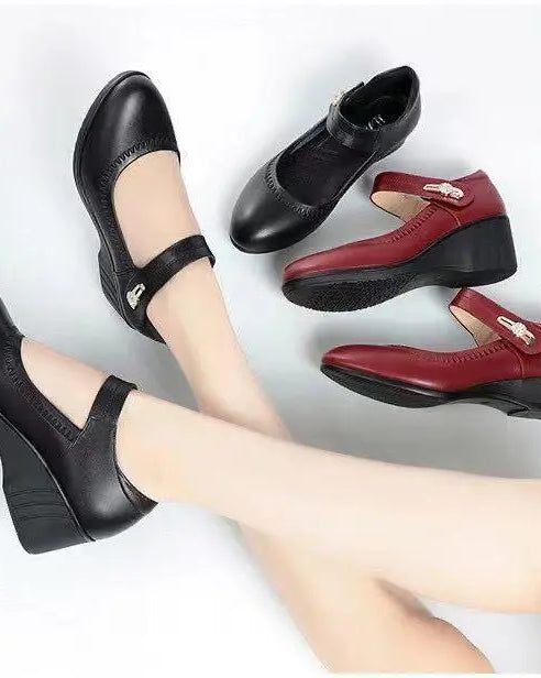 Chic Mid-Heel Comfort Shoes for All-Day Wear - Red