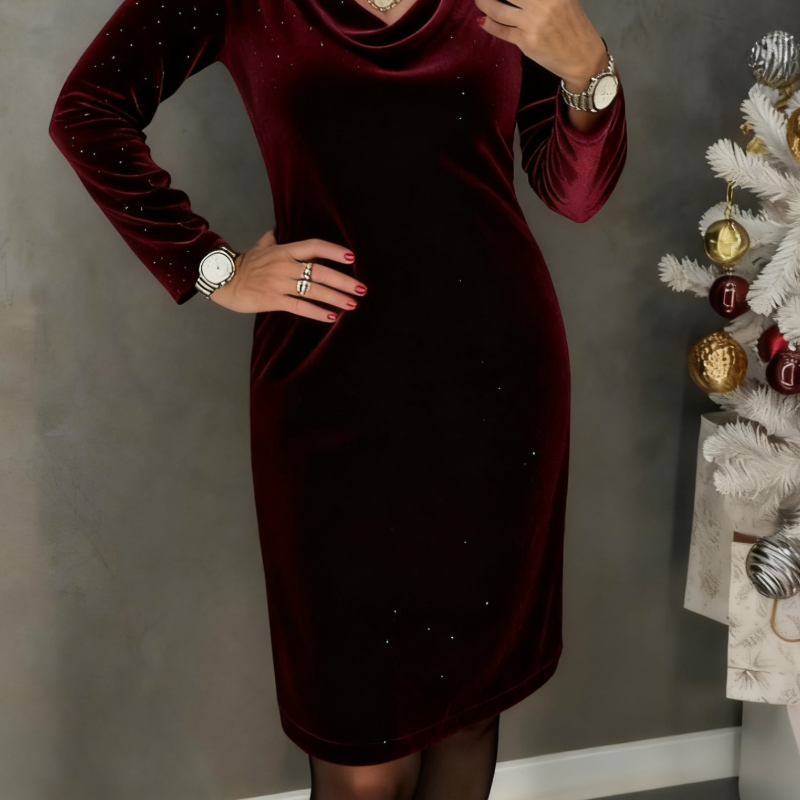 Aubrey | Radiant Shimmer Finish Straight-Cut Dress