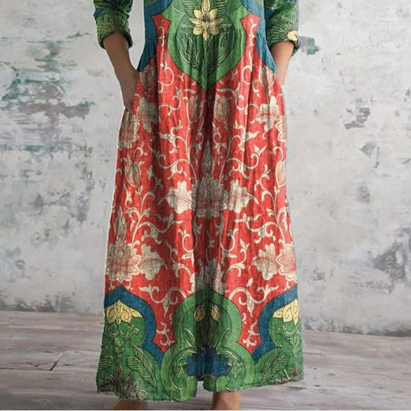 Women's Loretta Vintage Printed Dress – Timeless Retro Charm