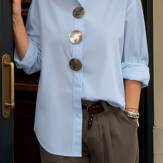 Rosaline™ | Statement Button Stand Collar Blouse