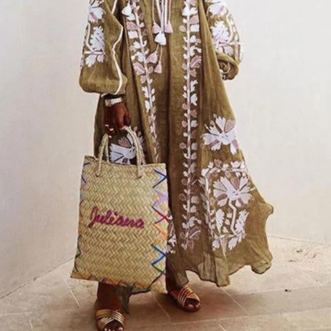 Women's Oversized Boho Printed Maxi Dress for a Comfortable and