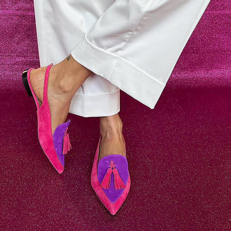 Frendessa | Fringe Ballet Flats with Ankle Strap