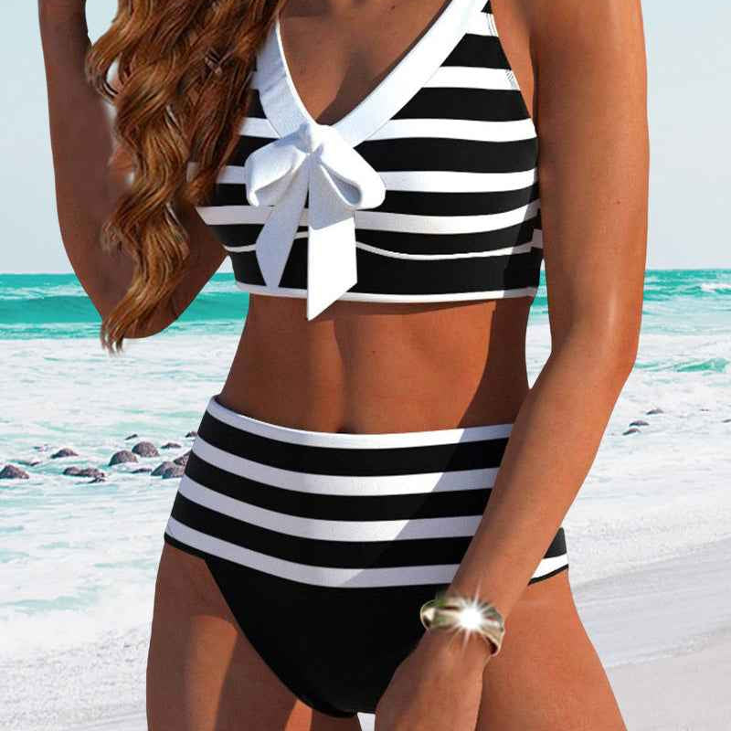 Muse® | Gestreifter Bikini mit hohem Bund