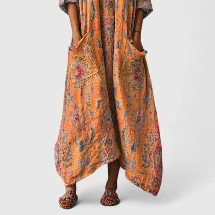 Elodie Embroidered Relaxed-Fit Midi Dress