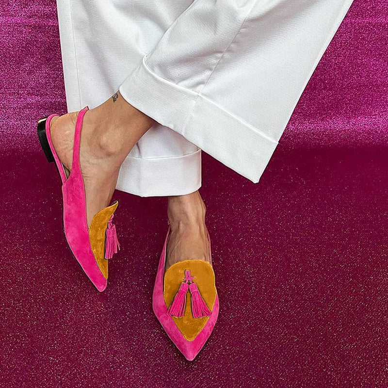Frendessa | Fringe Ballet Flats with Ankle Strap