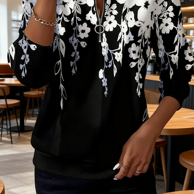 Women's Printed Half-Zip Collar Sweatshirt
