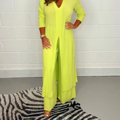 Lassig Women's Two-Piece Set: Cozy Long Top and Pants for Everyday