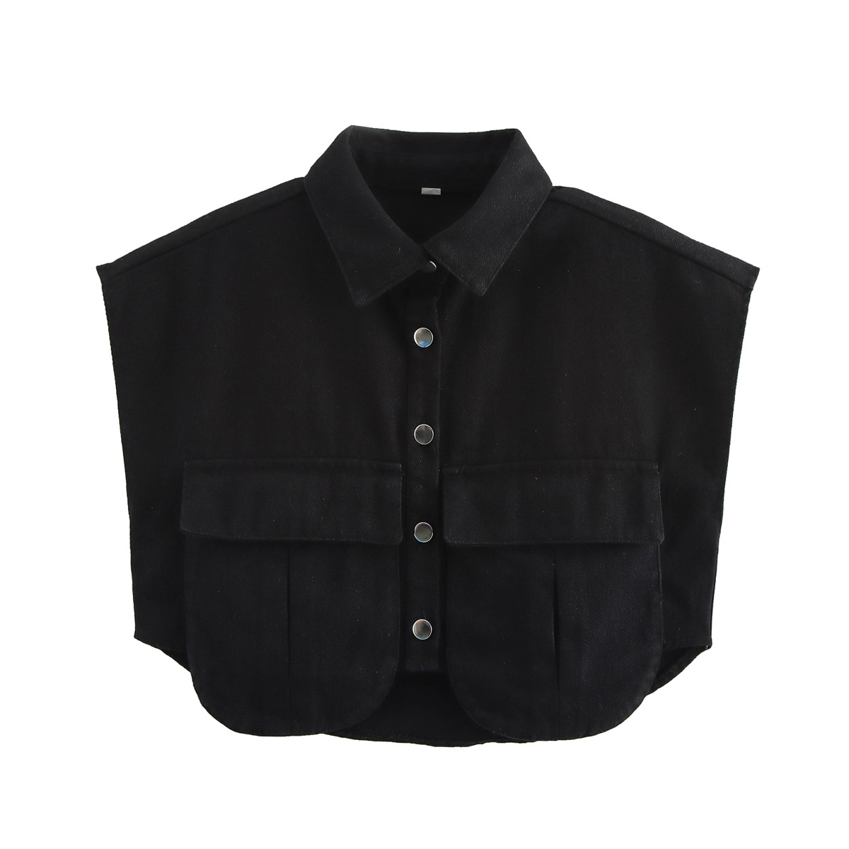 Lira Denim Pocket Vest with Turn-Down Collar