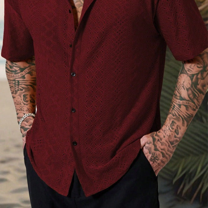 Men’s Short Sleeve Button-Up Shirt – Regular Fit Casual Shirt