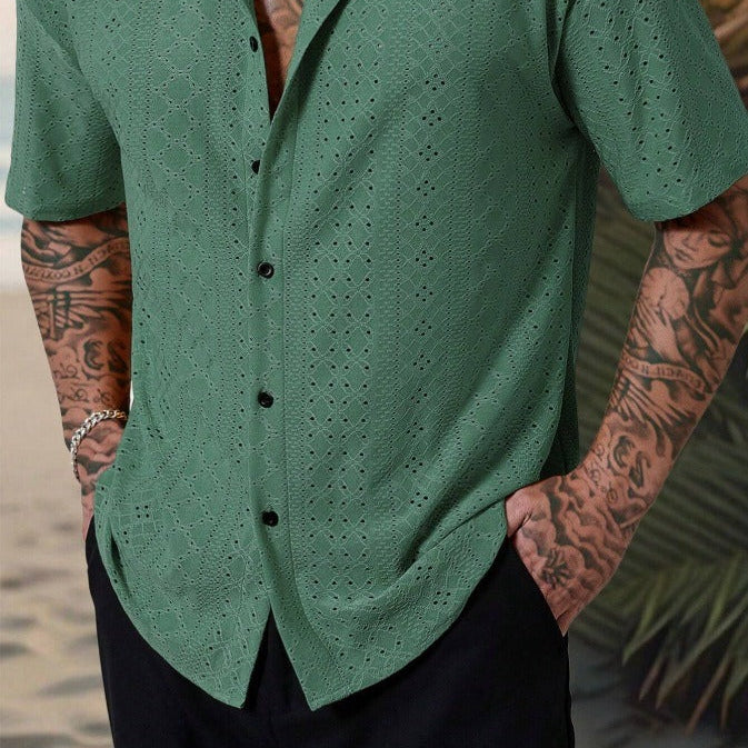 Men’s Short Sleeve Button-Up Shirt – Regular Fit Casual Shirt
