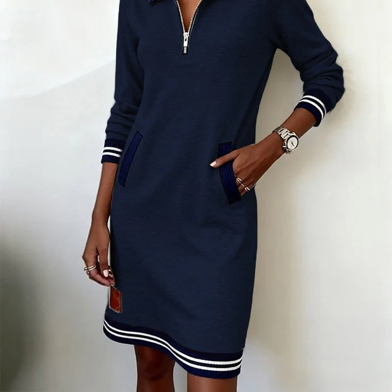 Women's Effortless Chic Long-Sleeve Cotton Dress