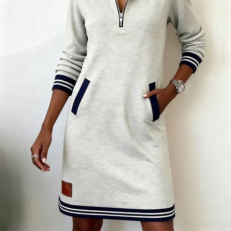 Women's Effortless Chic Long-Sleeve Cotton Dress