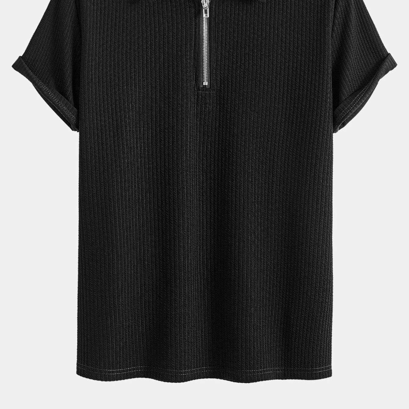 Men's Fit Ribbed Half-Zip Polo Shirt