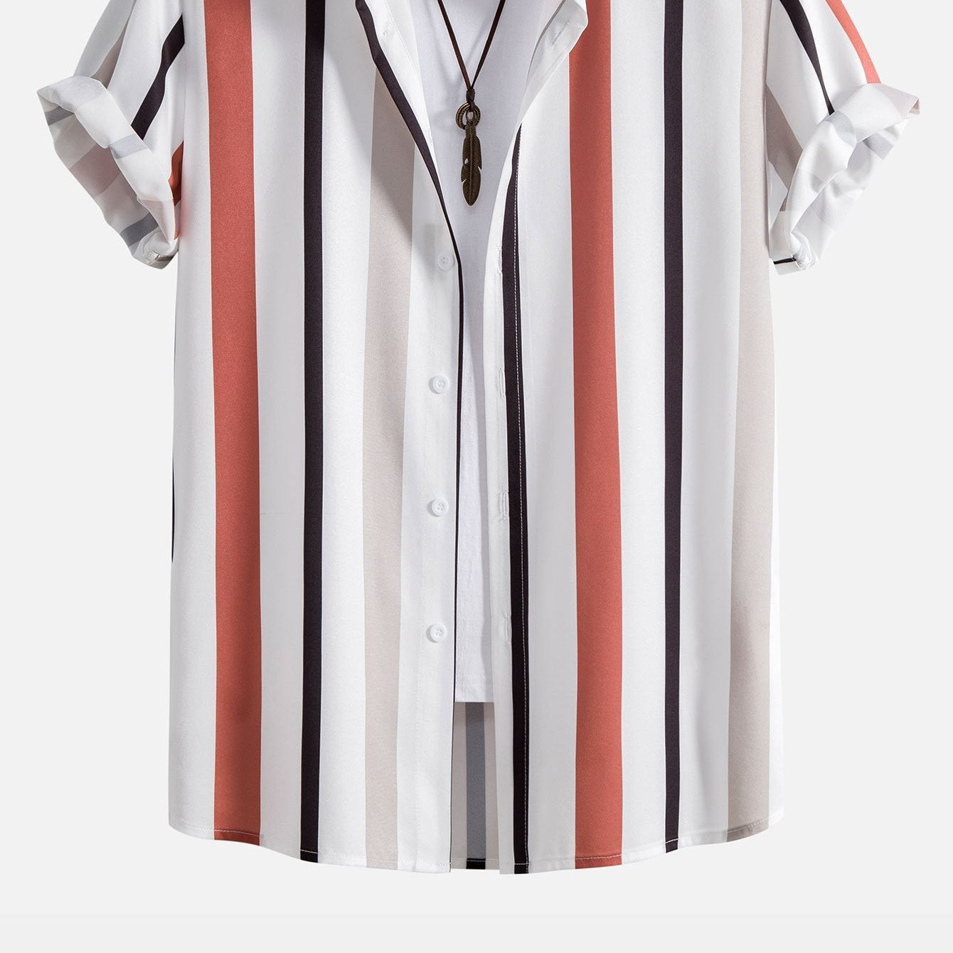 Men's Striped Button-Down Shirt & Swim Shorts Set