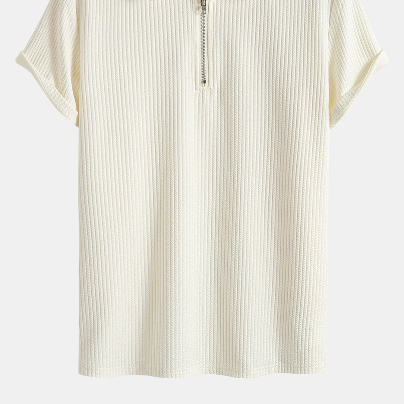 Men's Fit Ribbed Half-Zip Polo Shirt