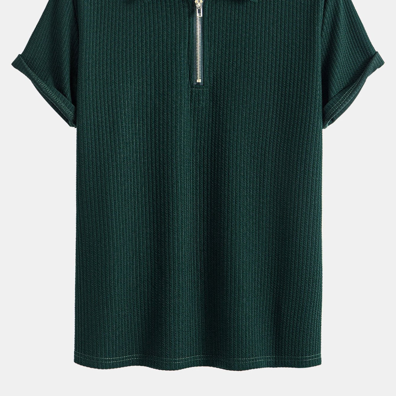 Men's Fit Ribbed Half-Zip Polo Shirt