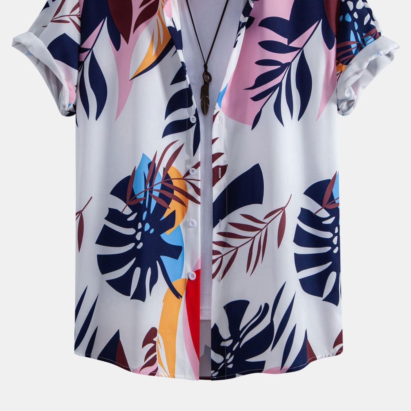 Men's Print Color-Block Button-Up Shirt & Swim Shorts Set