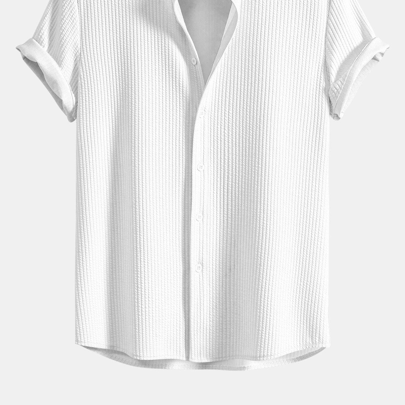 Men's Sleek Muscle-Fit Ribbed Stand Collar Shirt