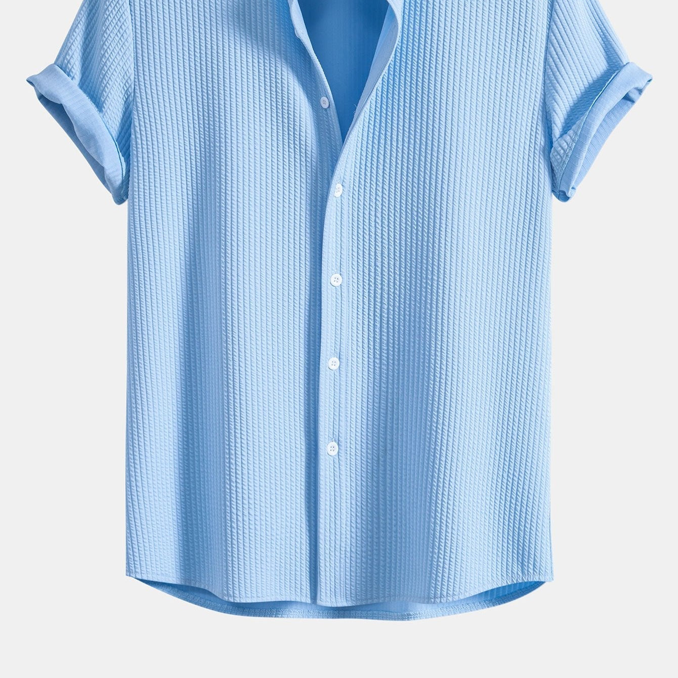 Men's Sleek Muscle-Fit Ribbed Stand Collar Shirt