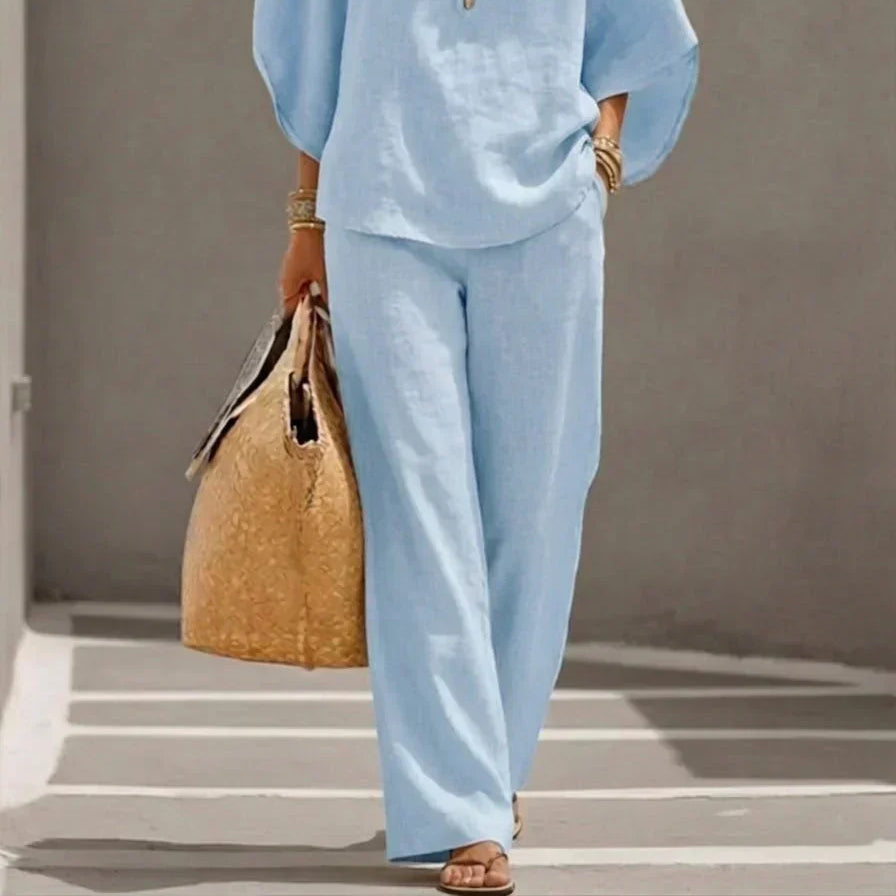 Maribel | Set with Batwing Sleeves and Wide Pants