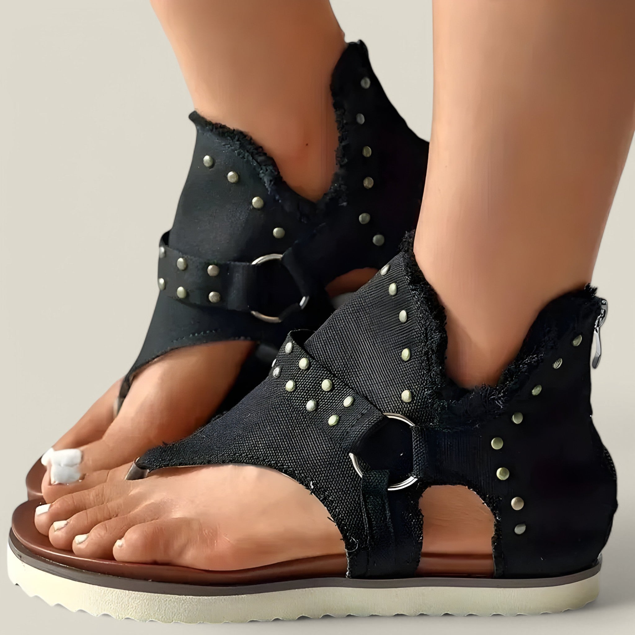 Marie | Sandales plates en denim - Tendance et confortables