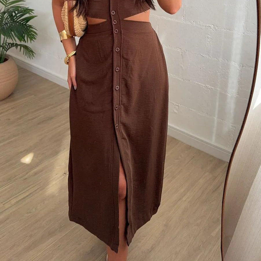 Women's Maxie Casual Off-Shoulder Dress with Open Back Details