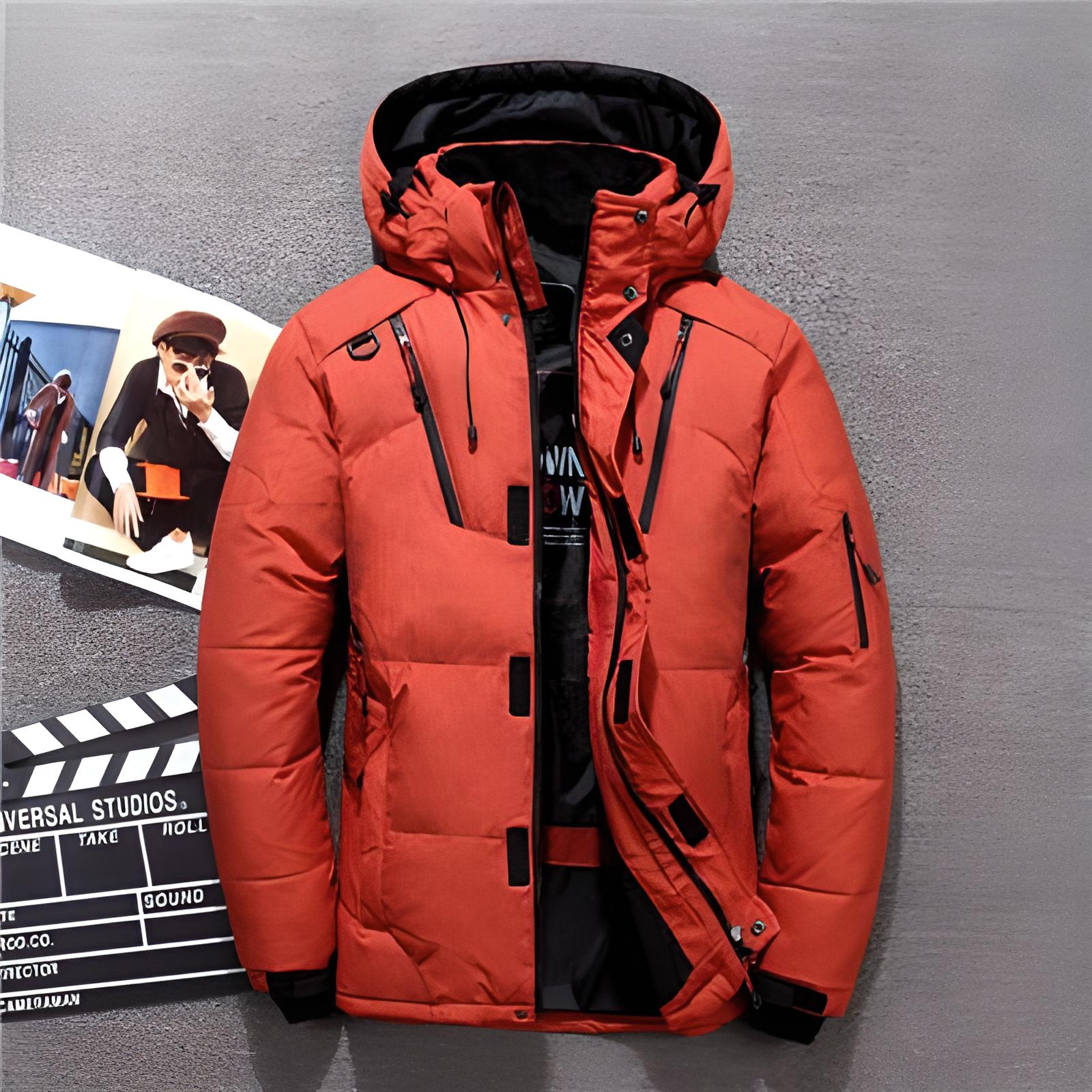 Men’s Hooded Puffer Jacket – Zip-Up Winter Coat