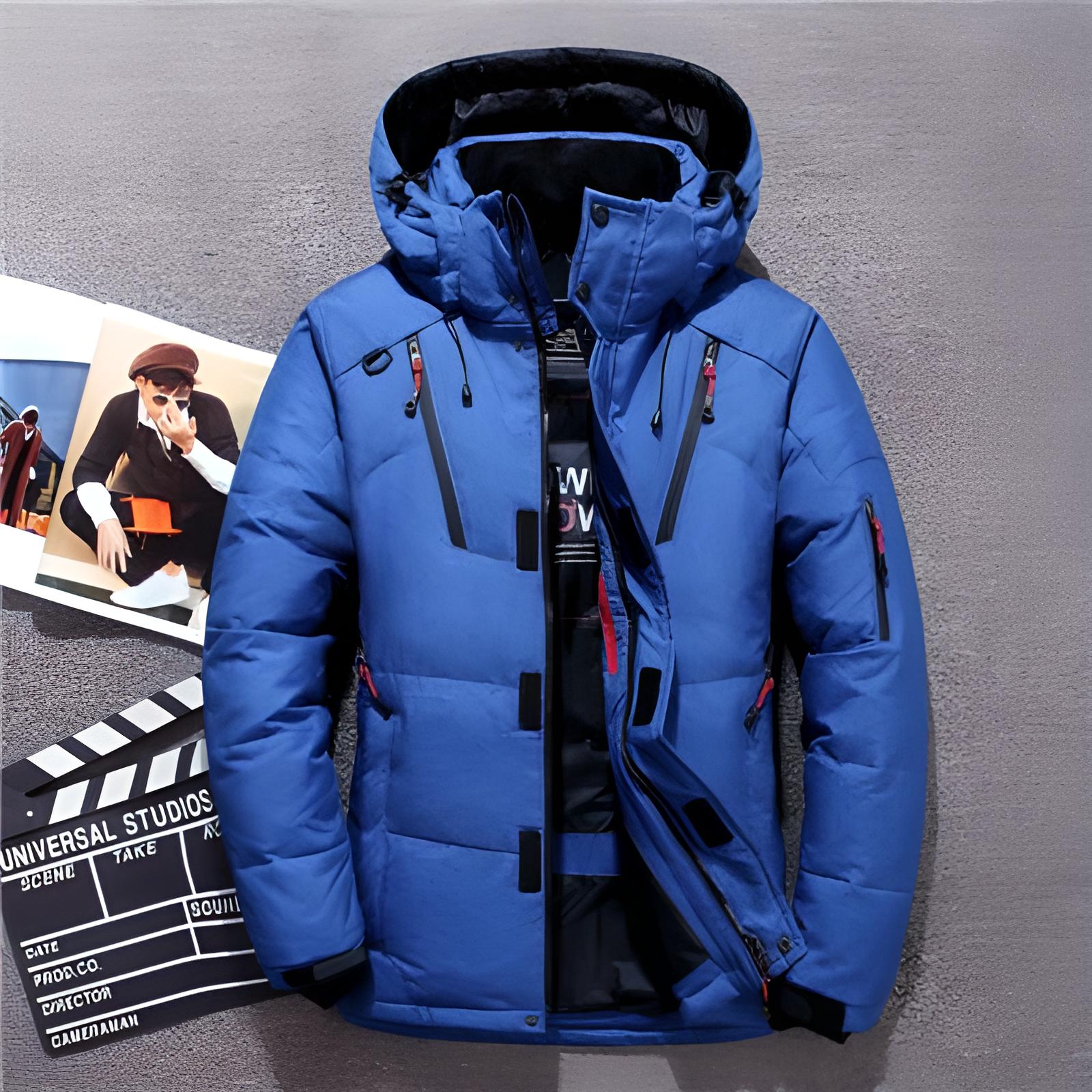 Men’s Hooded Puffer Jacket – Zip-Up Winter Coat