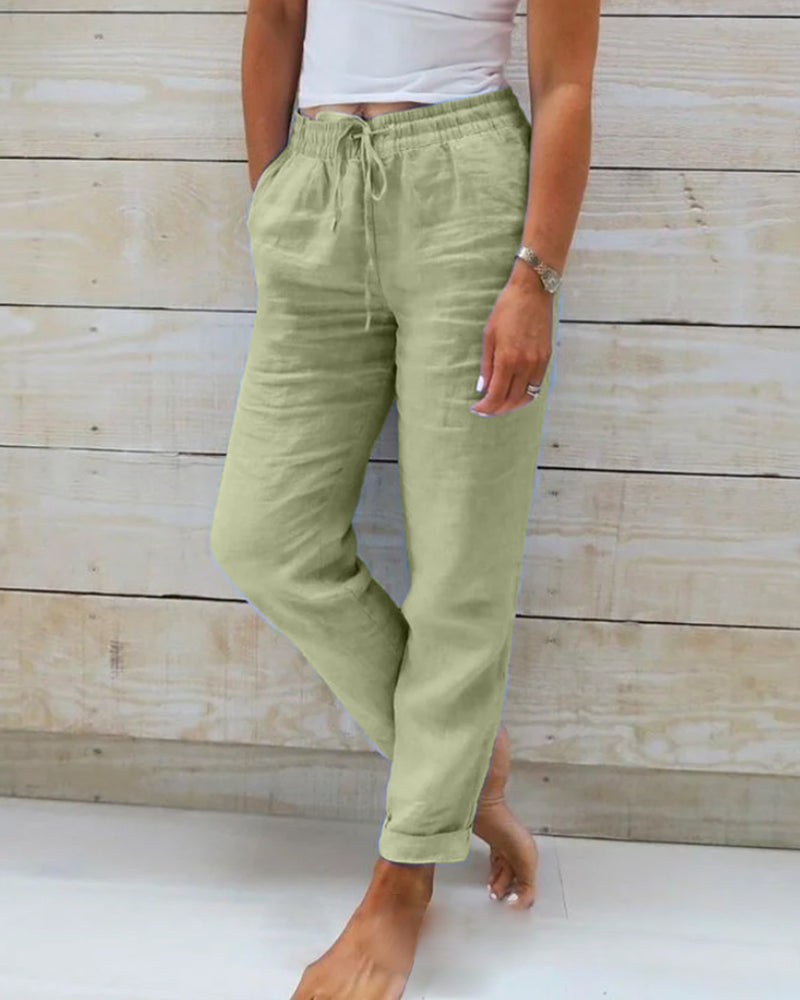 Serena - Relaxed Linen Trousers - Alurea & Co.