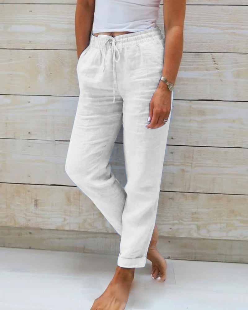Serena - Relaxed Linen Trousers - Alurea & Co.