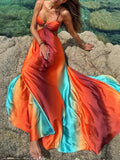 Women's Maxi Beach Gradient Sling Dress for Elegant and Comfortable