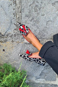 Women's Print Loafer with Bold Red Fringe