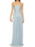 Women's Long Off-Shoulder Dress with Elegant Solid Stitching