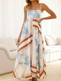 Women's Long floral dress with contrasting patterns for an elegant