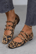 Charlotte Leopard Buckle Flats - Chic Animal-Print Slip-Ons
