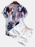 Men's Print Color-Block Button-Up Shirt & Swim Shorts Set