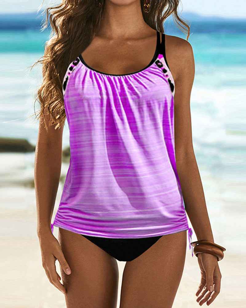 Augustus - Einfarbiger Tankini mit Leopardenmuster