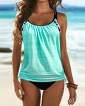 Women's Solid Color Leopard Print Tankini