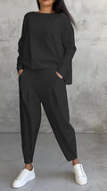 Alessandra Women's Casual Long-Sleeve Top & Harem Pants 2-Piece Set